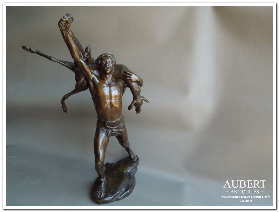 statue en bronze carles chasse peche antiquites brocante aubert montpellier sete fabregues achat vente succession 