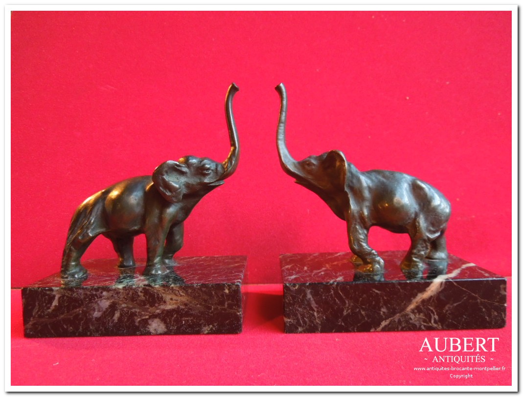 paire de serre livre elephant en bronzeantiquites aubert brocante achat vente succession debarras montpellier fabregues sete beziers